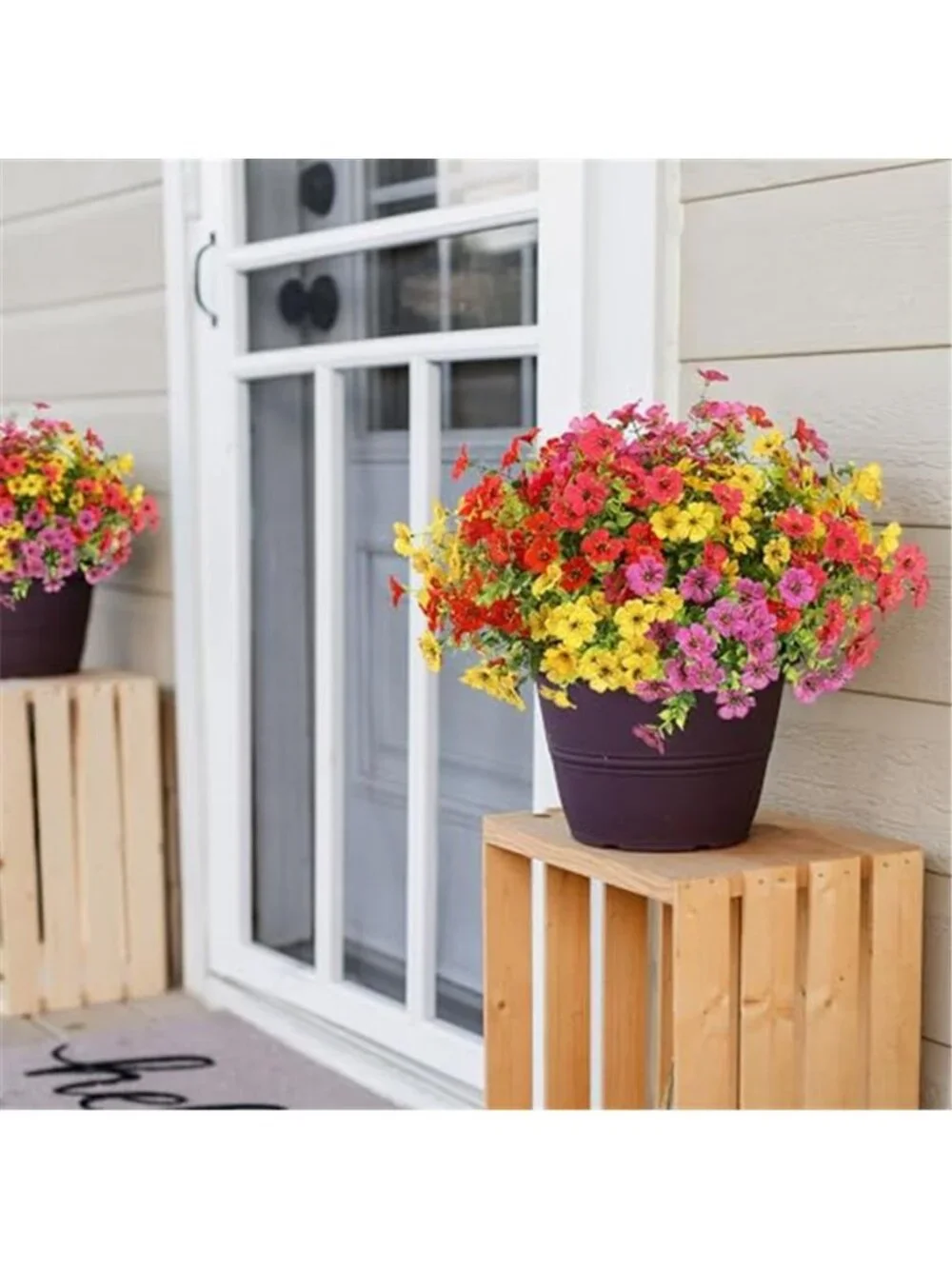 12 Bundle Faux Silk Daisy Eucalyptus UV Resistant Outdoor Fake Flowers Decor
